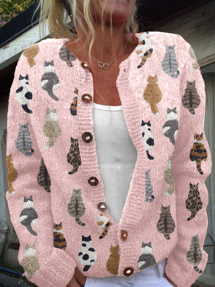 Charlotte™ | Cardigan cosy à imprimé chat