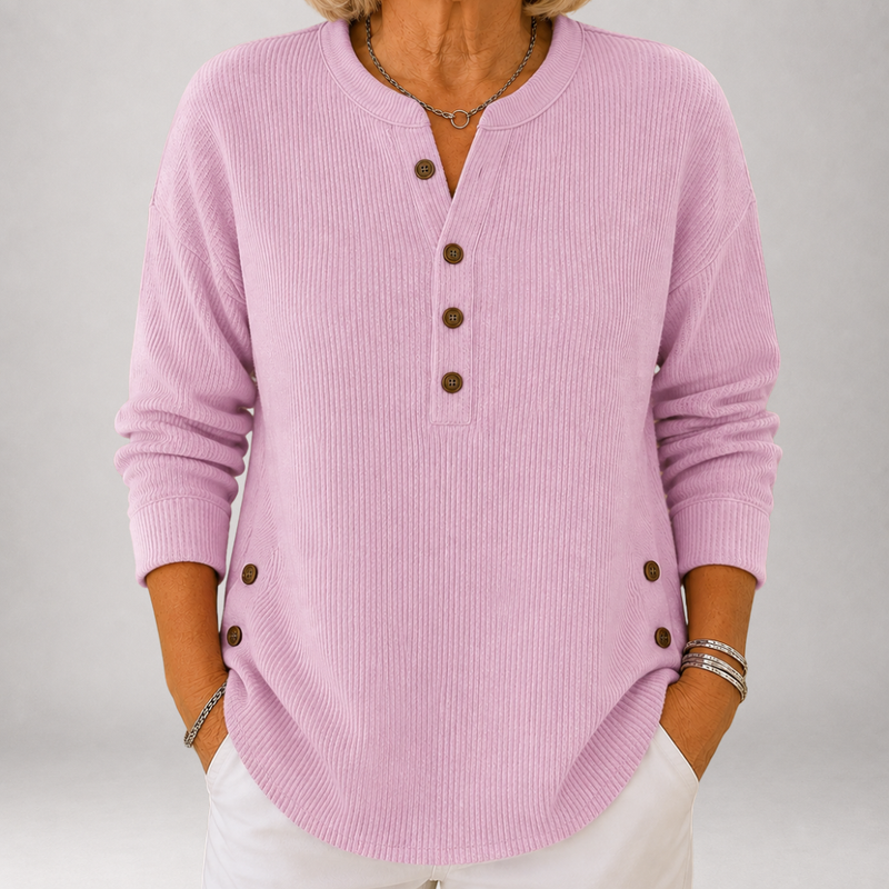 Inessa™ | Tunique henley côtelée à boutons latéraux