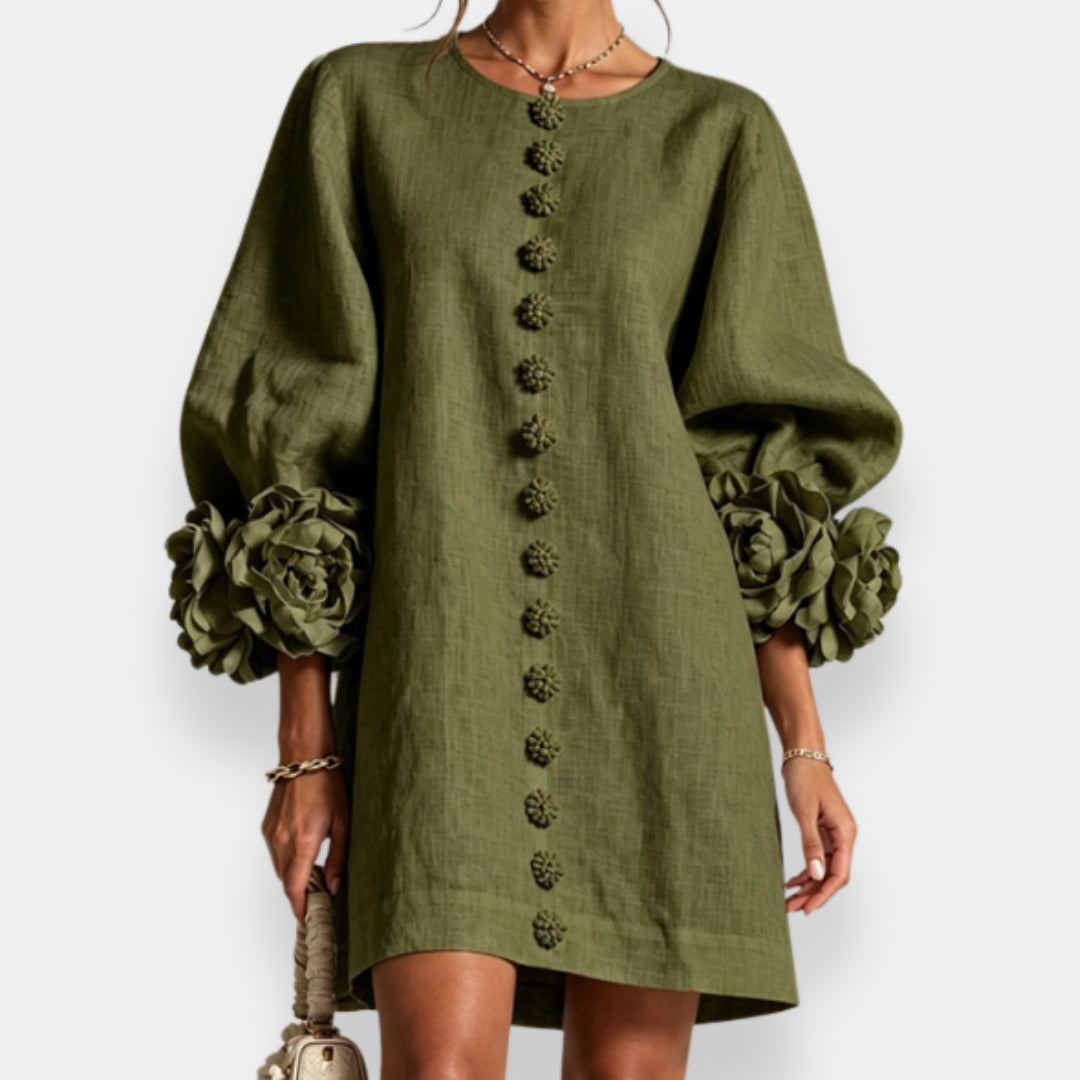 Robe Boutonnée à Poignets Fleuris DARLENE