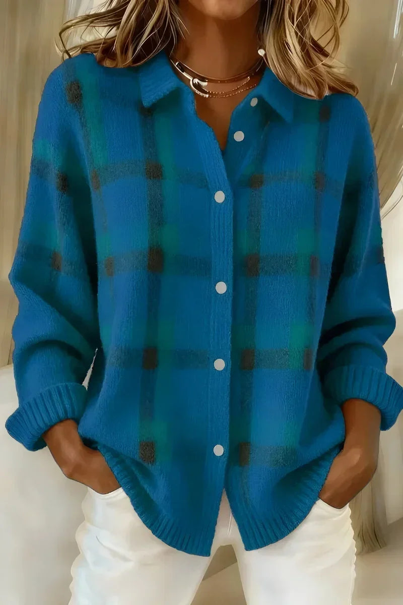 Cardigan en Maille Brossée à Carreaux KELSEY