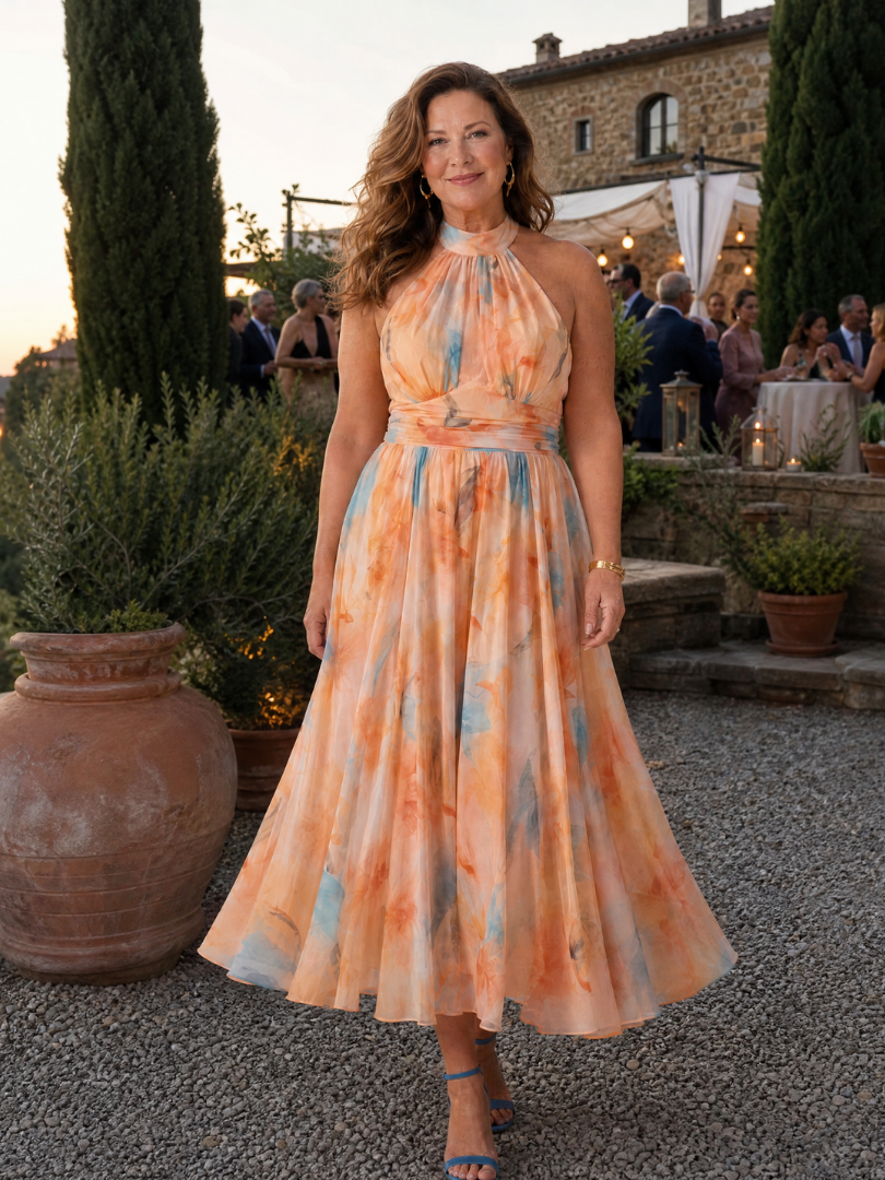 Robe Midi Douce à Col Halter ELIN