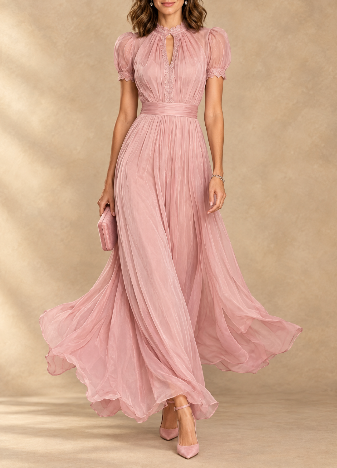 Elia | Robe longue froncée à encolure goutte
