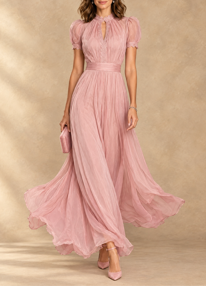 Elia | Robe longue froncée à encolure goutte