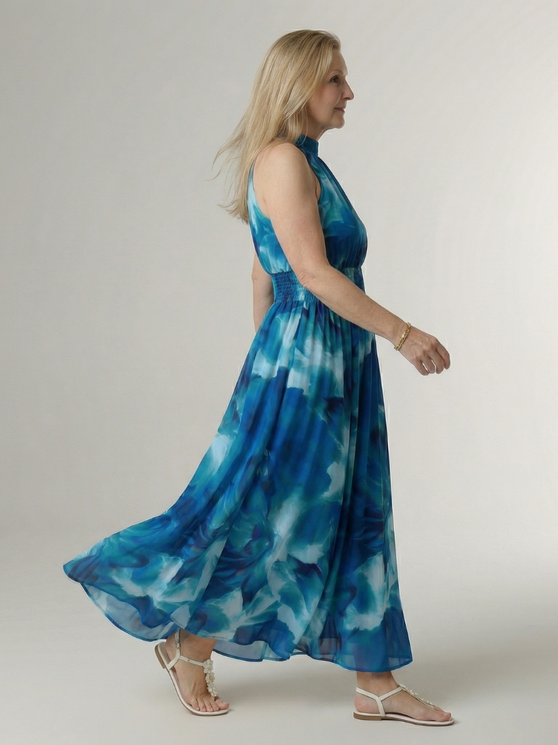 Robe Midi Froncée à Col Halter SYLIN