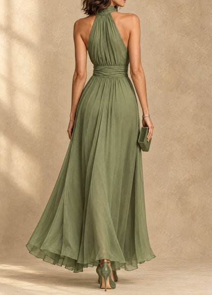 Paula | Robe longue en mousseline col licou