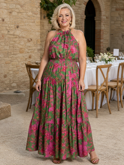 Robe Midi Drapée à Col Halter ROWEN