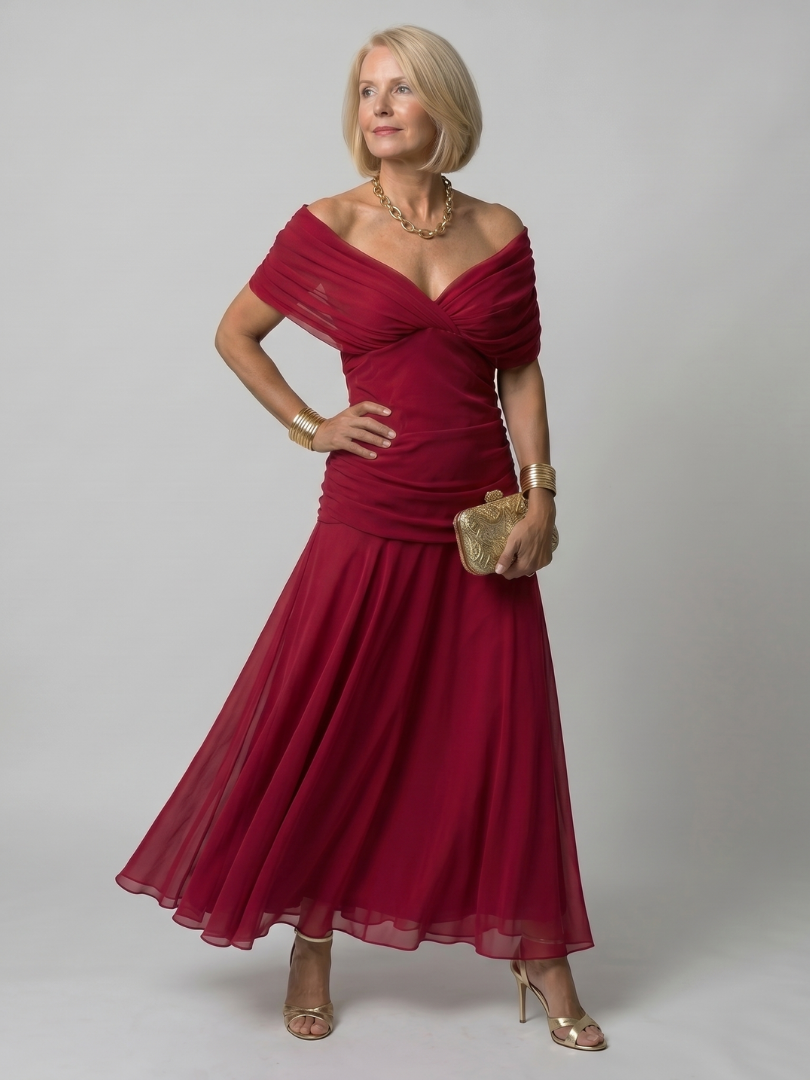 Robe Midi Fluide à Épaules Dénudées CALEN