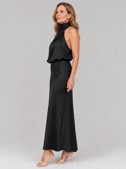 Robe Midi Sans Manches à Col Drapé NOPAL