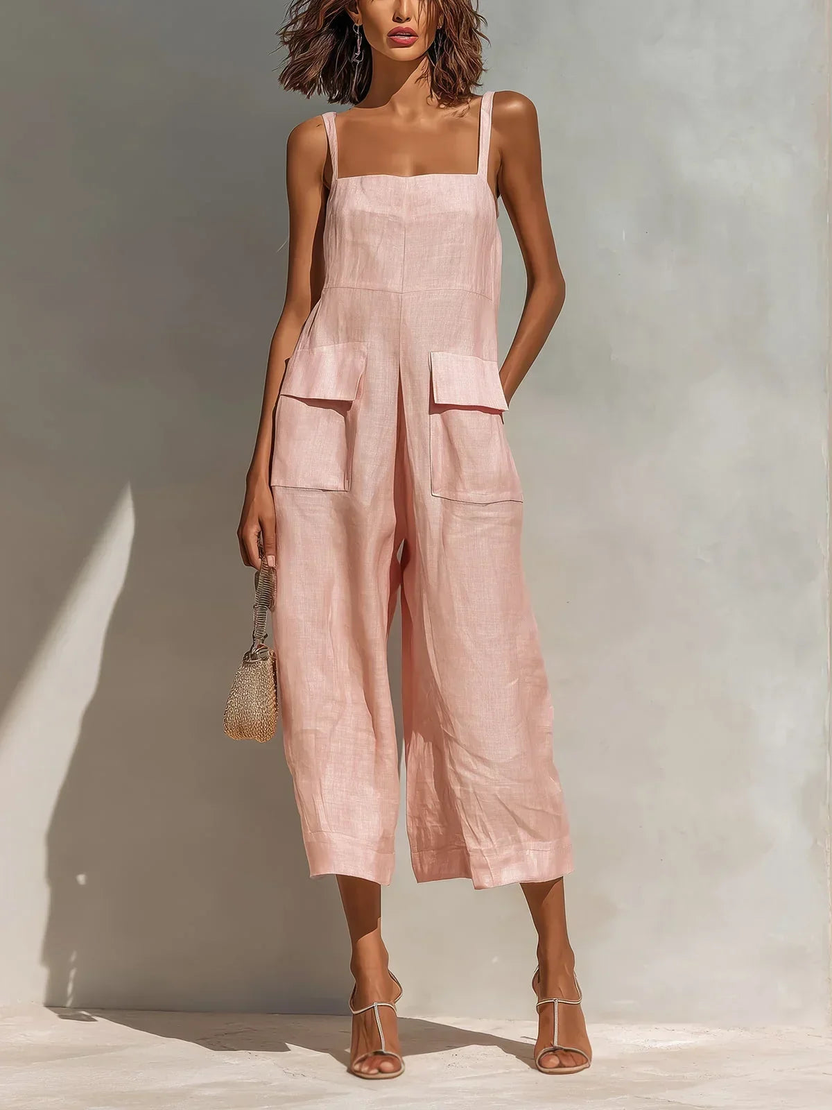 Combinaison Pantalon Large à Encolure Carrée ISLA