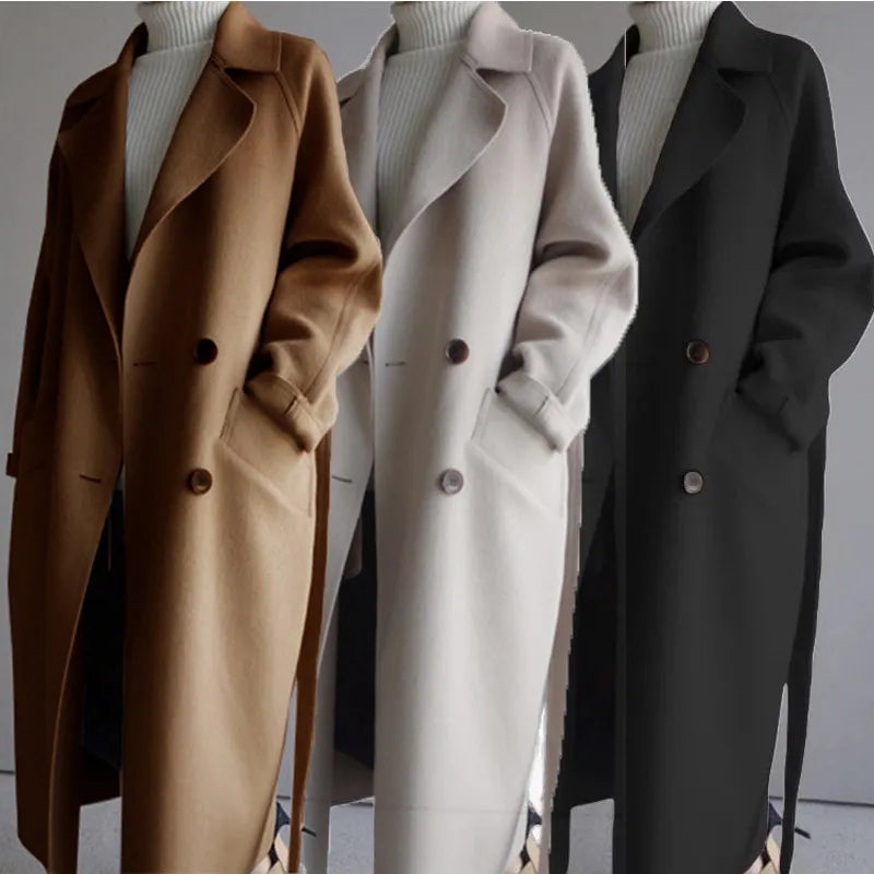 Trench-coat classique croisé ceinturé