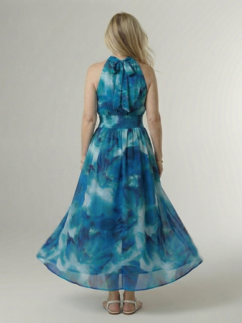 Robe Midi Froncée à Col Halter SYLIN