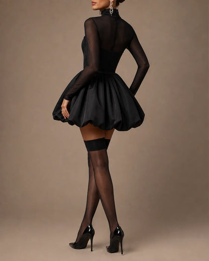 Vivienne | Mini Robe Bulle Transparente à Col Montant