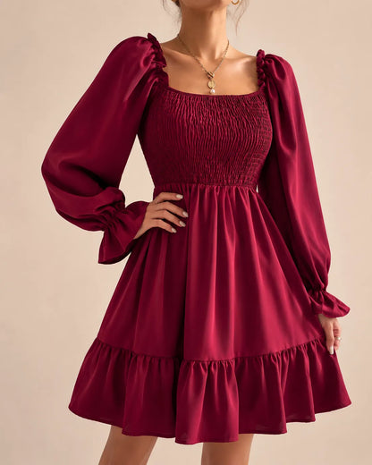 Rosalie | Robe courte smockée à manches longues