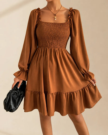 Rosalie | Robe courte smockée à manches longues