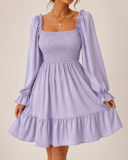 Rosalie | Robe courte smockée à manches longues