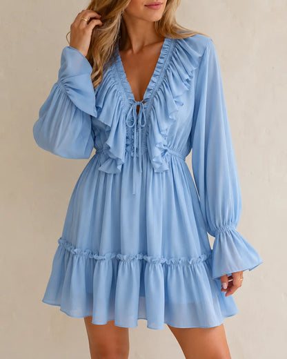 Elowen | Robe courte à volants et décolleté en V