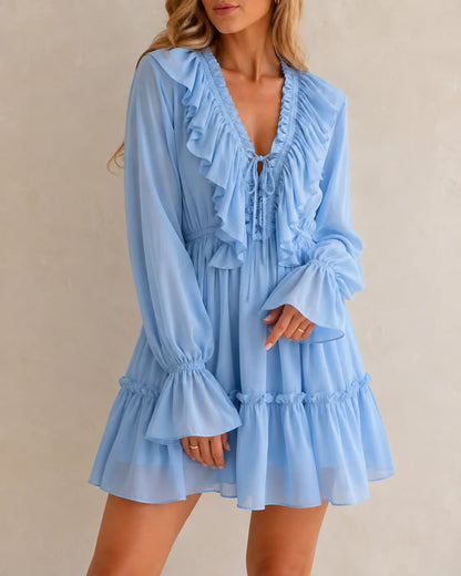 Elowen | Robe courte à volants et décolleté en V