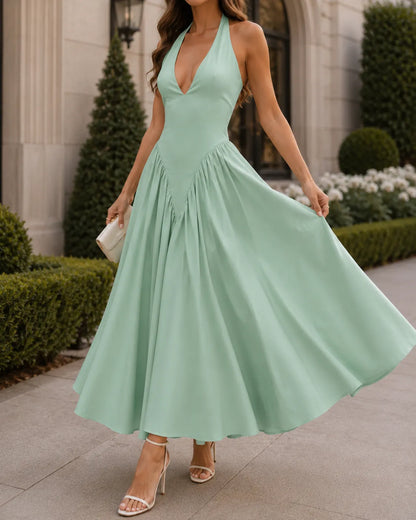 Celeste | Robe midi élégante à col licou