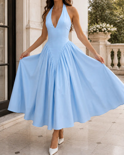 Celeste | Robe midi élégante à col licou
