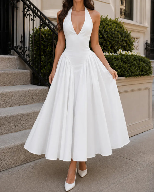 Celeste | Robe midi élégante à col licou