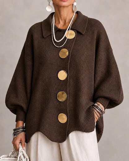 Elara | Cardigan oversize en maille à boutons