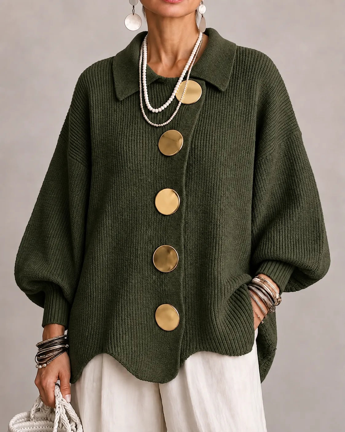 Elara | Cardigan oversize en maille à boutons