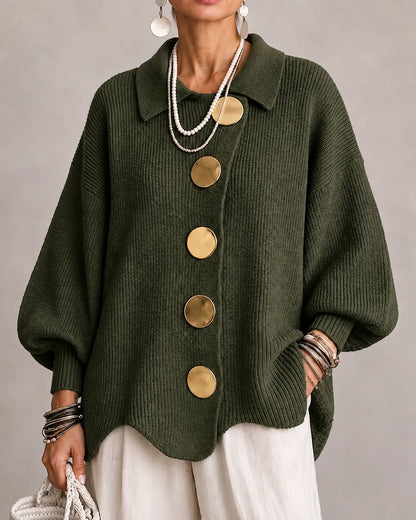 Elara | Cardigan oversize en maille à boutons