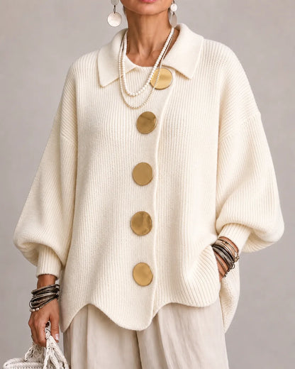 Elara | Cardigan oversize en maille à boutons