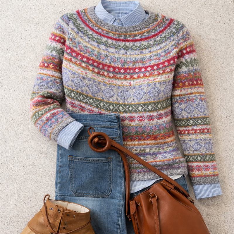 Kaye | Pull rayé jacquard Fair Isle