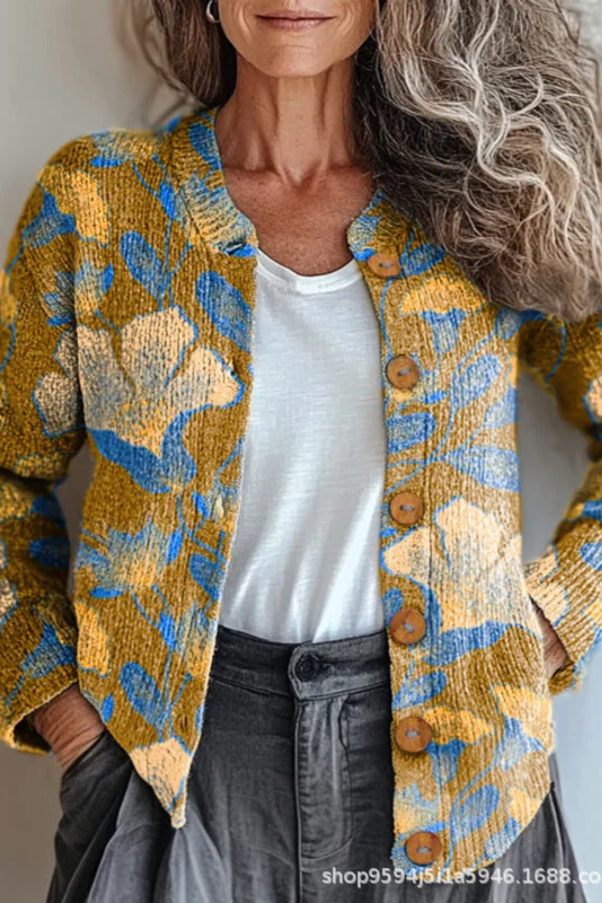 Cardigan en Maille Patchwork Fleuri PETRONELLA