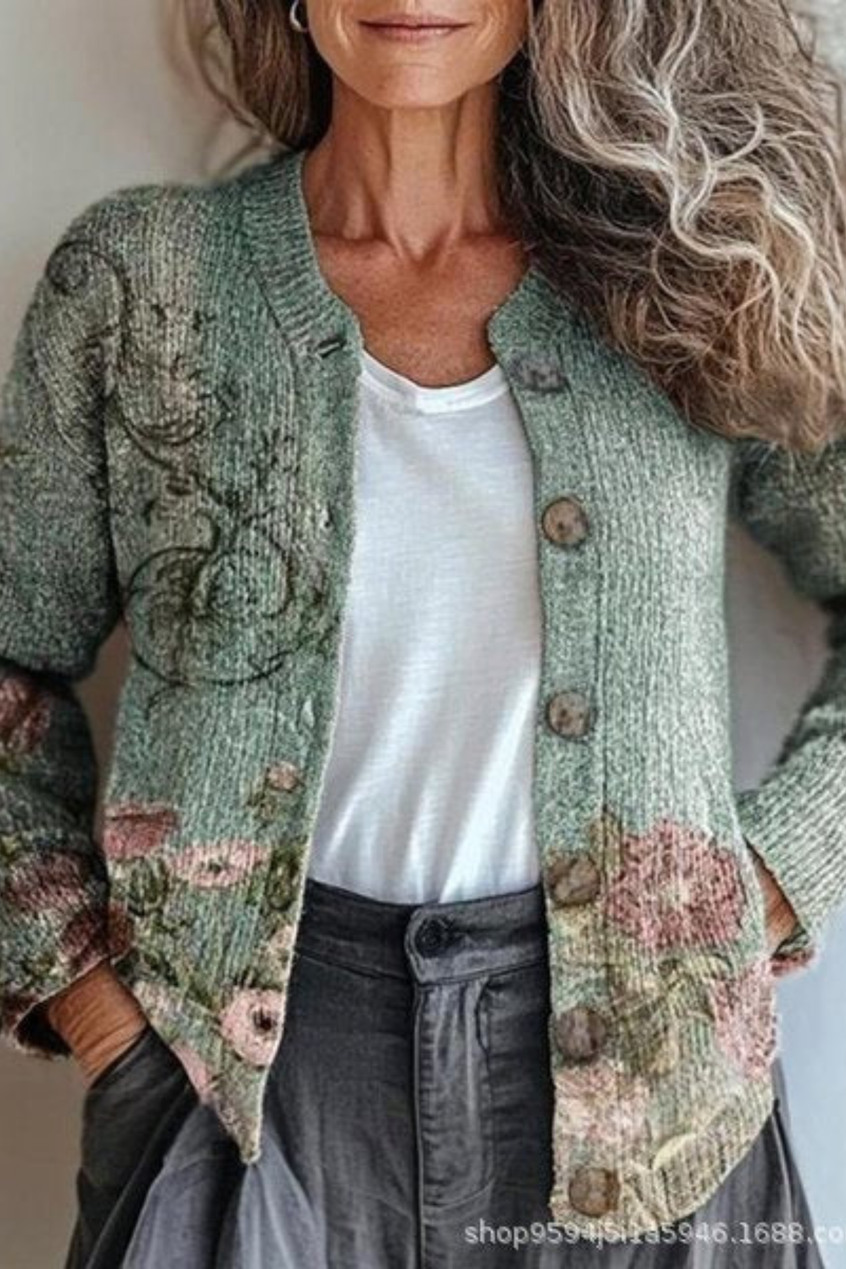 Cardigan en Maille Patchwork Fleuri PETRONELLA