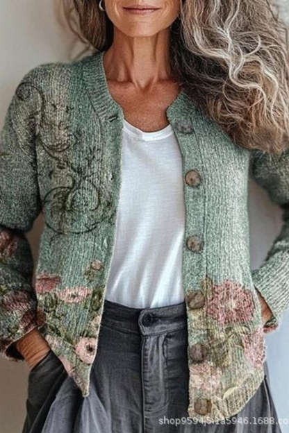 Cardigan en Maille Patchwork Fleuri PETRONELLA