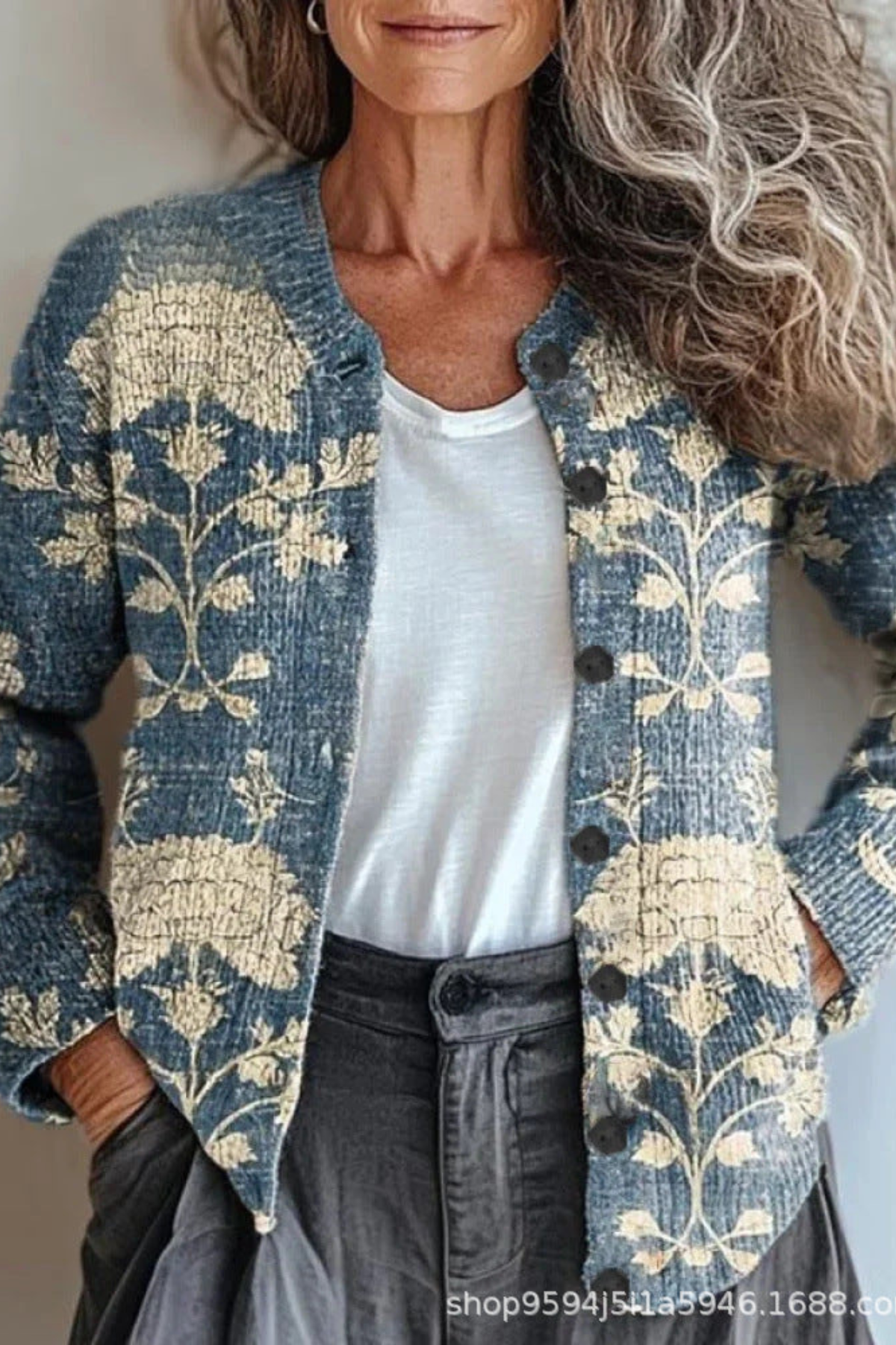 Cardigan en Maille Patchwork Fleuri PETRONELLA