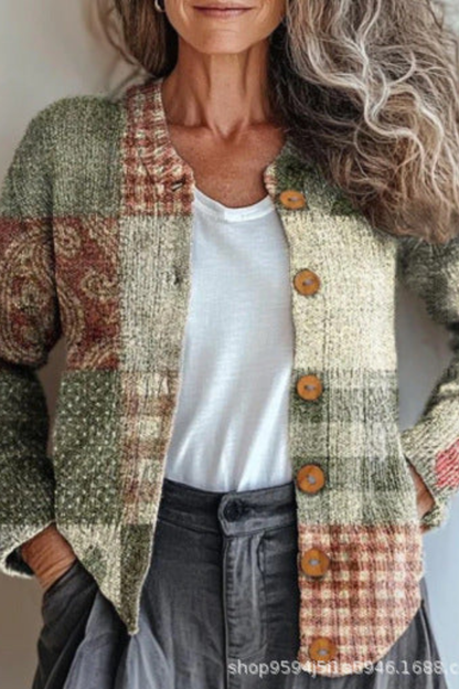 Cardigan en Maille Patchwork Fleuri PETRONELLA