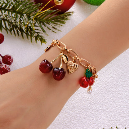 Bracelet à breloques rouge cerise