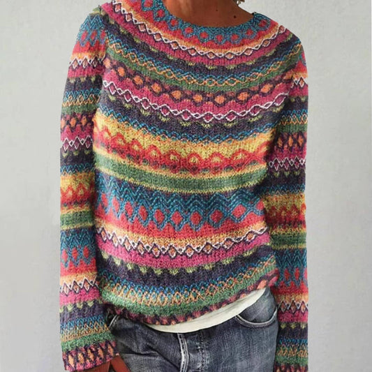 Hayley | Pull ras-du-cou rayé jacquard Fair Isle