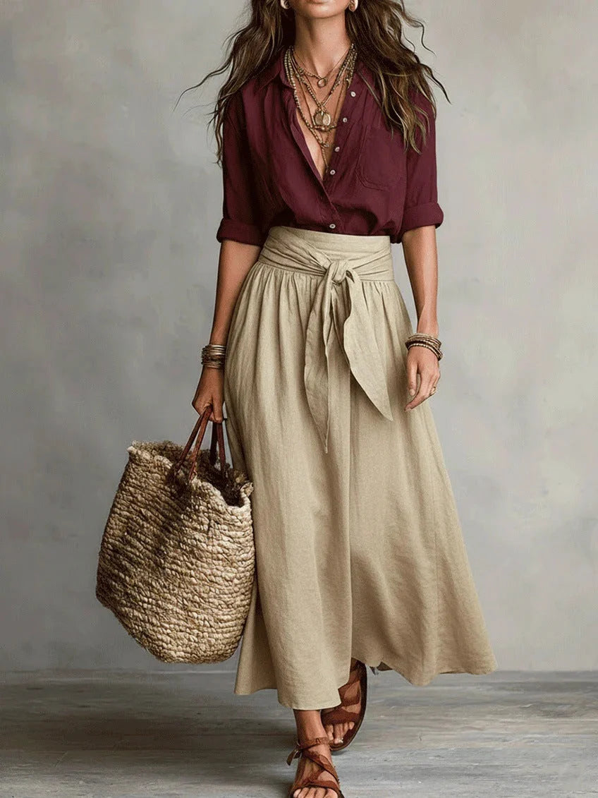 Ensemble ROMY – Chemise & Jupe Nouée