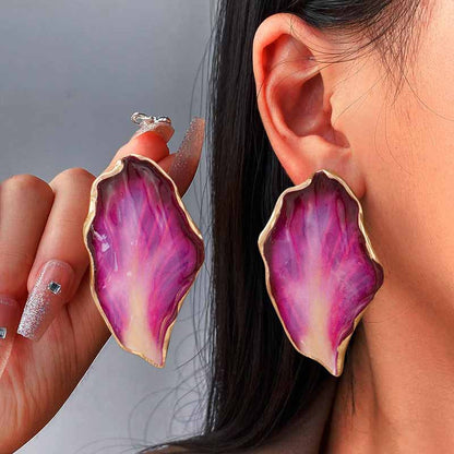Boucles d'oreilles pendantes en pétales voyantes