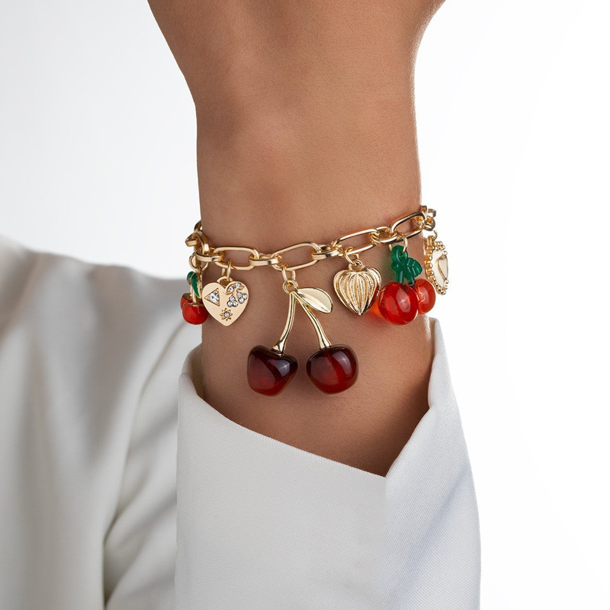 Bracelet à breloques rouge cerise