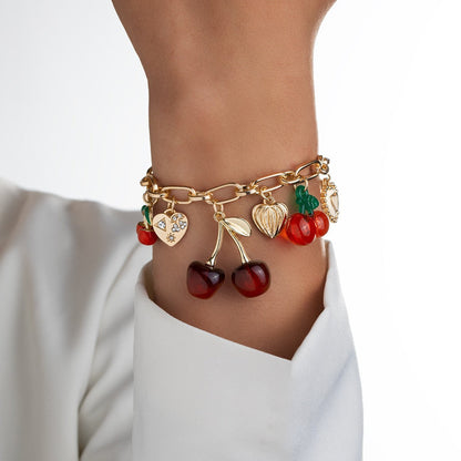 Bracelet à breloques rouge cerise