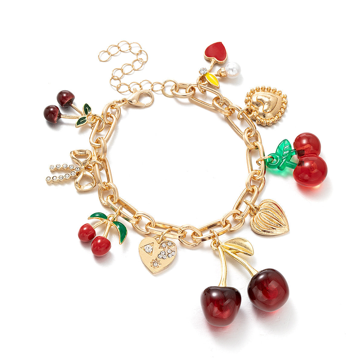Bracelet à breloques rouge cerise