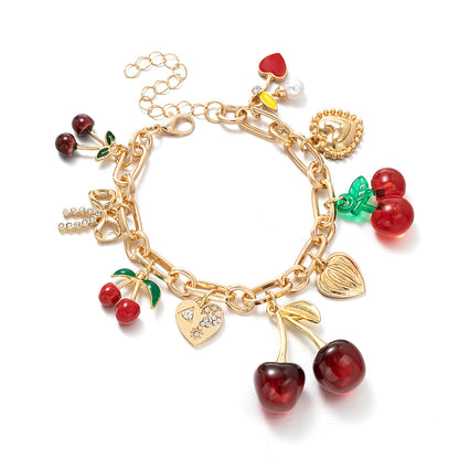 Bracelet à breloques rouge cerise