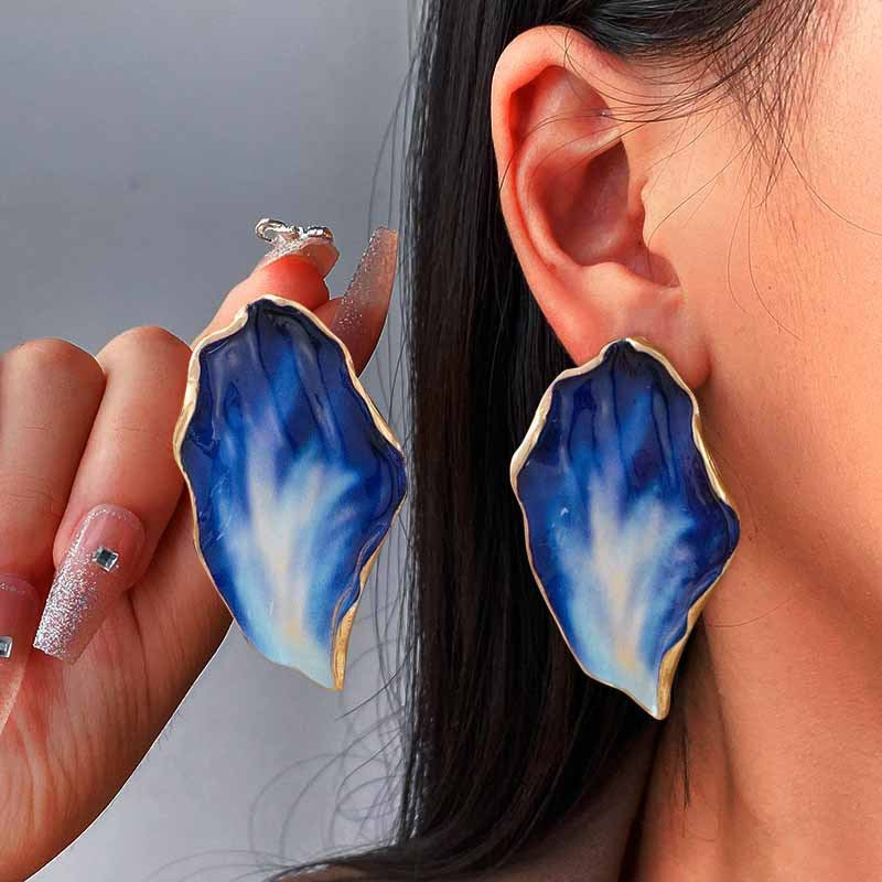 Boucles d'oreilles pendantes en pétales voyantes