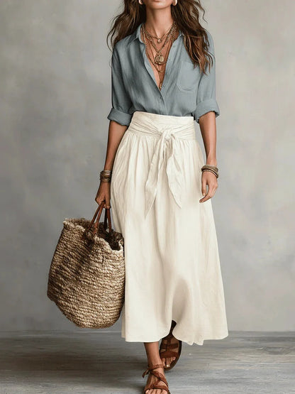 Ensemble ROMY – Chemise & Jupe Nouée