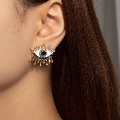 Boucles d'oreilles œil maléfique en strass