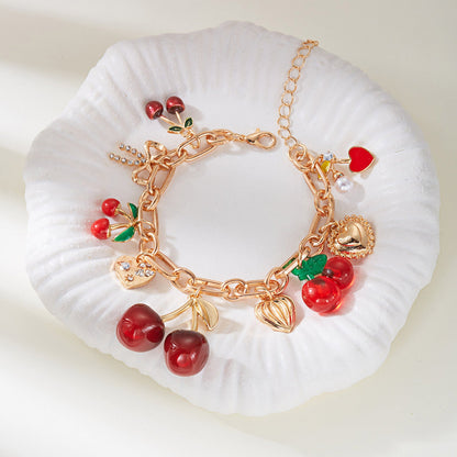 Bracelet à breloques rouge cerise