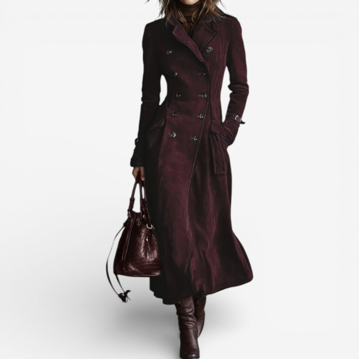 Trench-coat croisé ceinturé longline