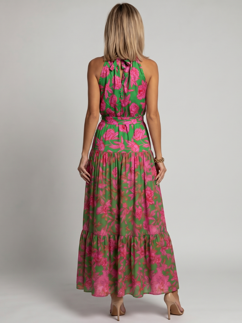 Robe Midi Drapée à Col Halter ROWEN
