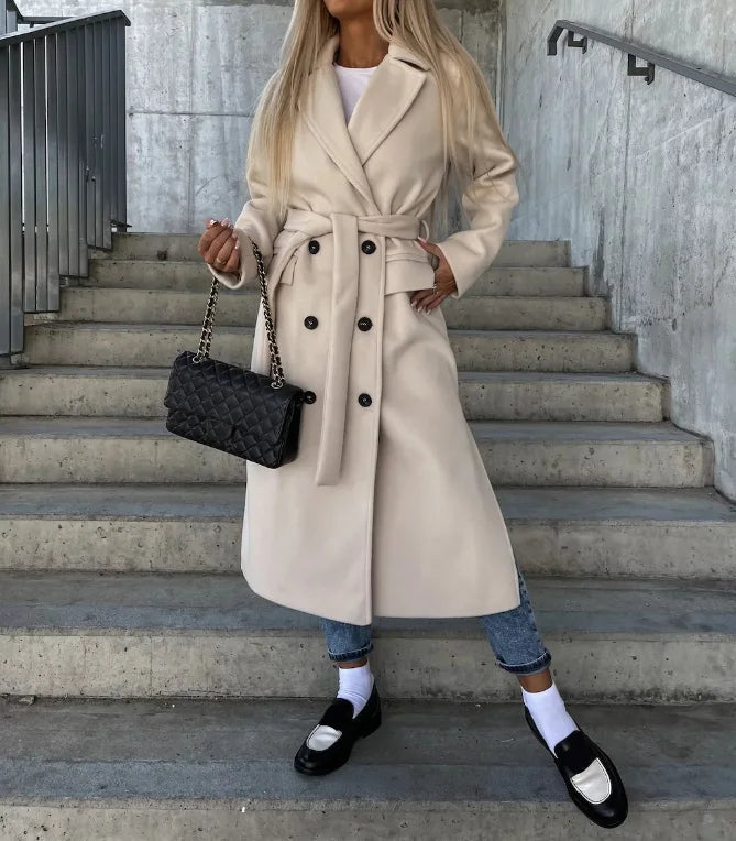 Manteau longline boutonné à revers