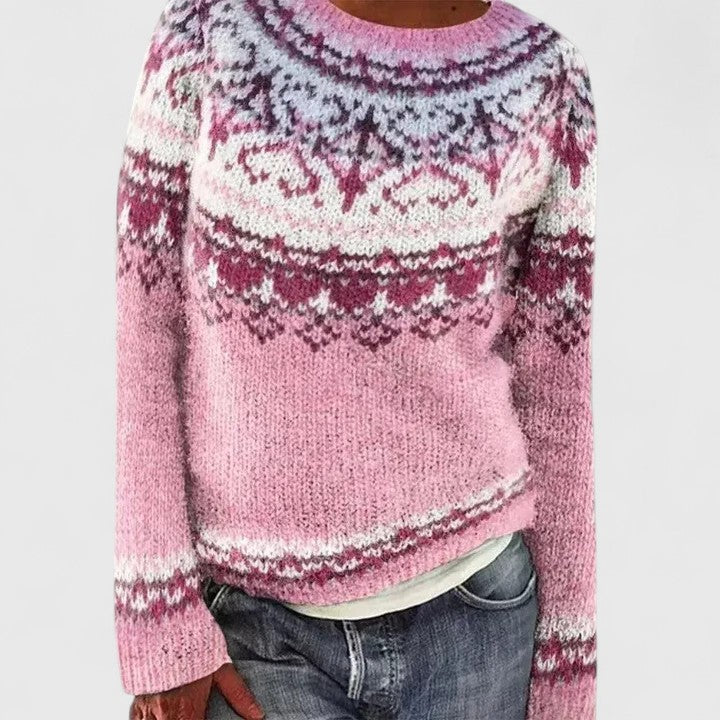 Cilla | Pull à empiècement jacquard Fair Isle